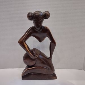 Hand Carved African Wood Statue 11" Tall